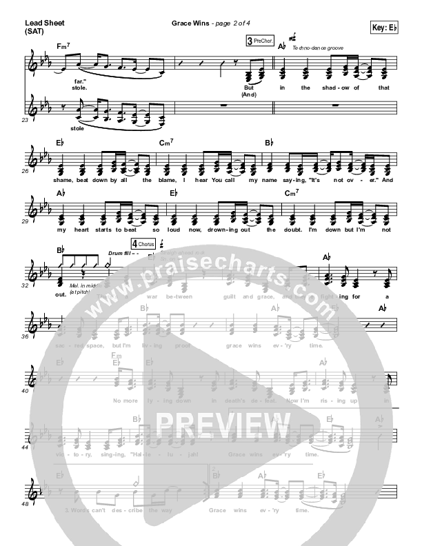Grace Wins Lead Sheet (Print Only) (Matthew West)