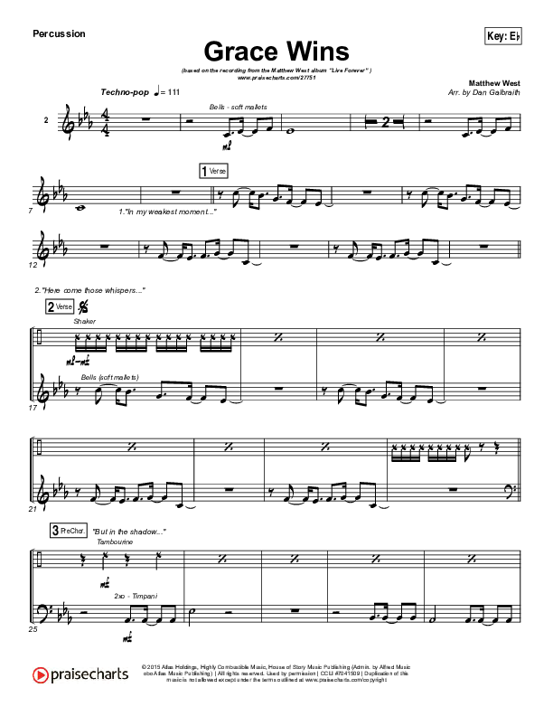 Grace Wins Percussion (Matthew West)