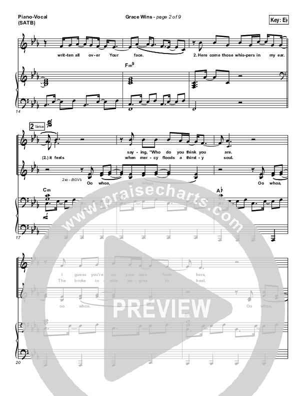 Grace Wins Piano/Vocal (Print Only) (Matthew West)