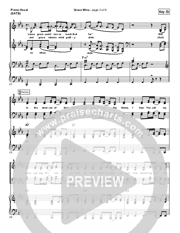 Grace Wins Piano/Vocal (Print Only) (Matthew West)