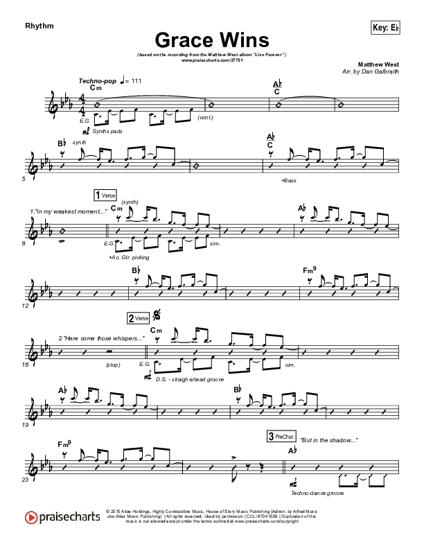 Grace Wins Rhythm Chart (Print Only) (Matthew West)