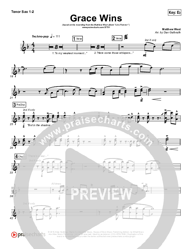 Grace Wins Tenor Sax 1/2 (Matthew West)