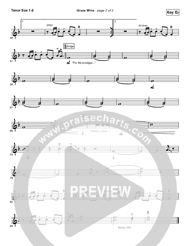 Grace Wins Tenor Sax 1/2 (Matthew West)