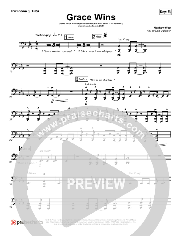 Grace Wins Trombone 3/Tuba (Matthew West)