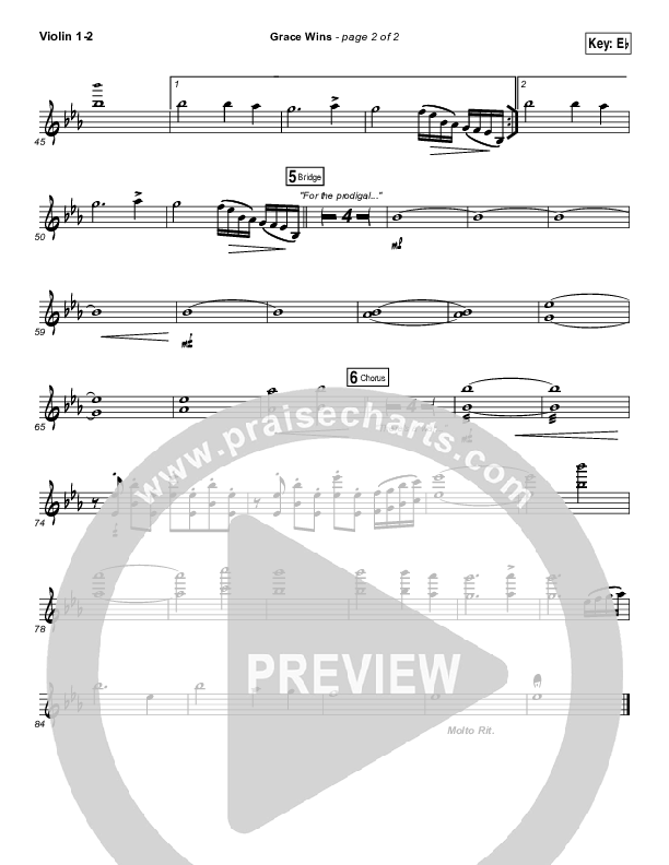 Grace Wins Violin 1/2 (Matthew West)