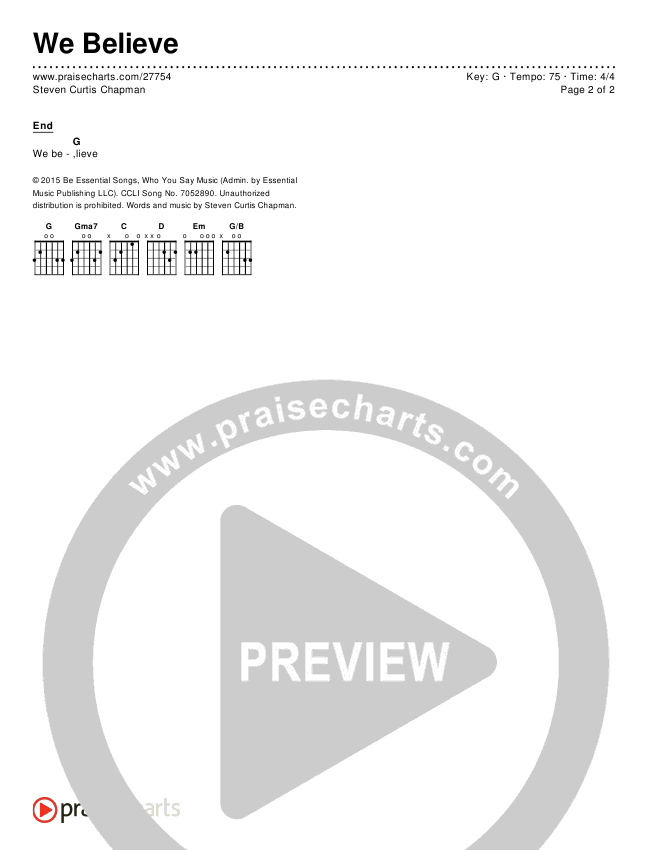 We Believe Chords & Lyrics (Steven Curtis Chapman)