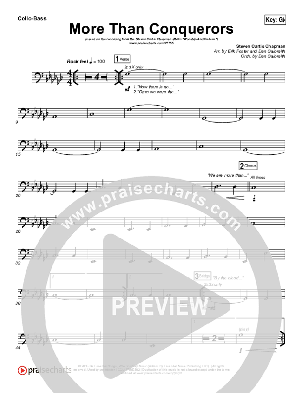 More Than Conquerors Cello/Bass (Steven Curtis Chapman)