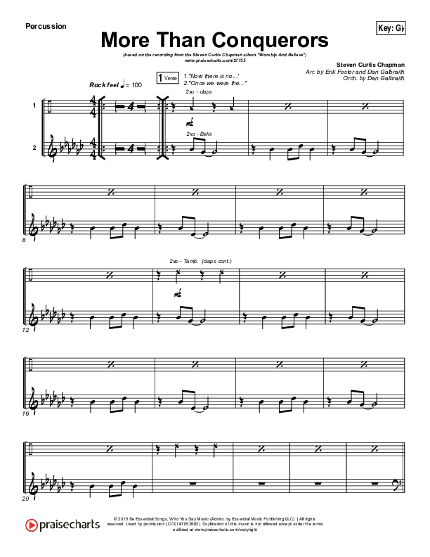 More Than Conquerors Percussion (Steven Curtis Chapman)