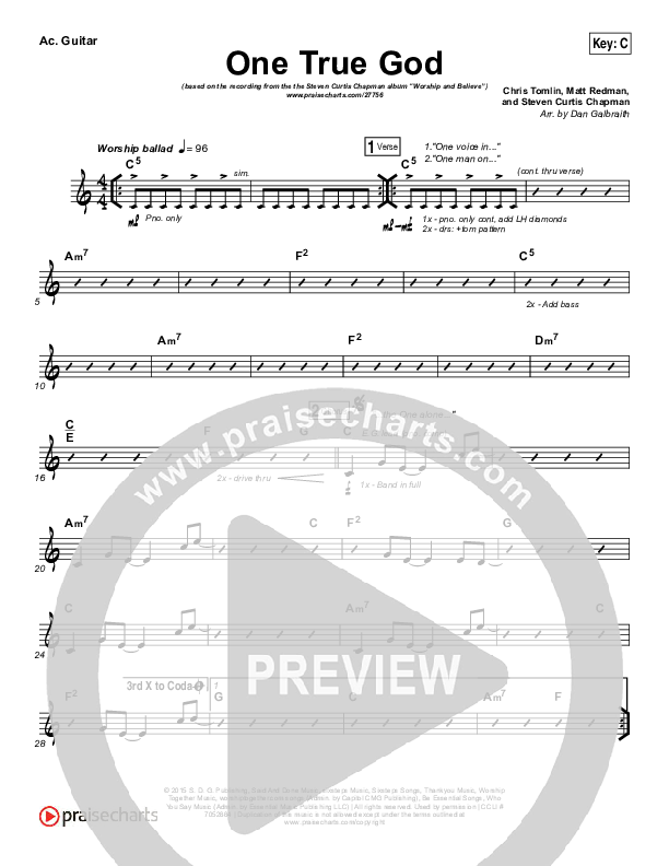 One True God Acoustic Guitar (Steven Curtis Chapman / Chris Tomlin)