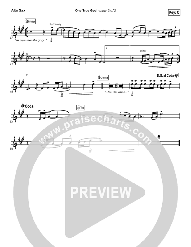 One True God Alto Sax (Steven Curtis Chapman / Chris Tomlin)