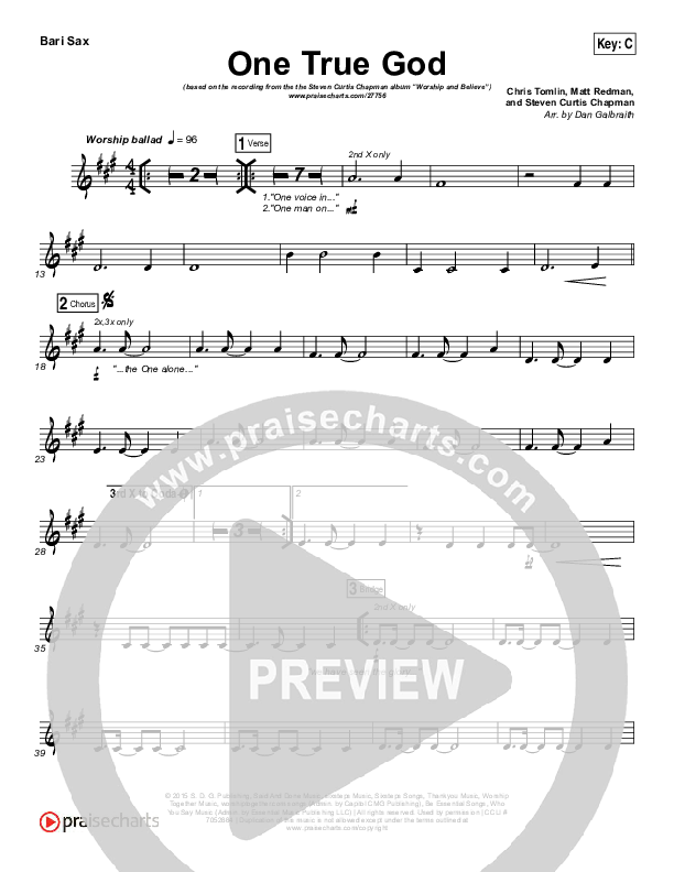 One True God Bari Sax (Steven Curtis Chapman / Chris Tomlin)