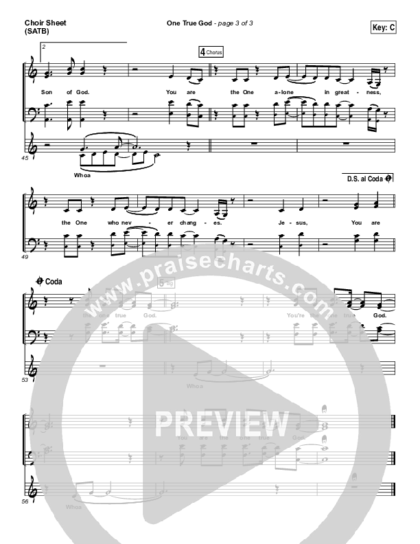 One True God Choir Sheet (SATB) (Steven Curtis Chapman / Chris Tomlin)