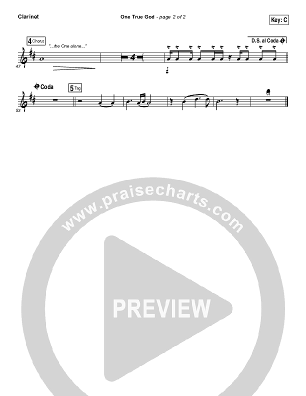 One True God Clarinet (Steven Curtis Chapman / Chris Tomlin)