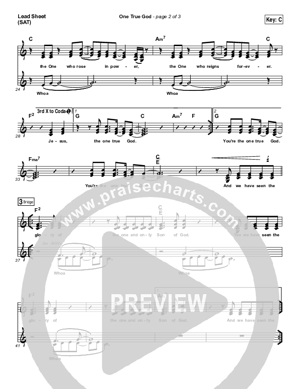 One True God Lead Sheet (SAT) (Steven Curtis Chapman / Chris Tomlin)