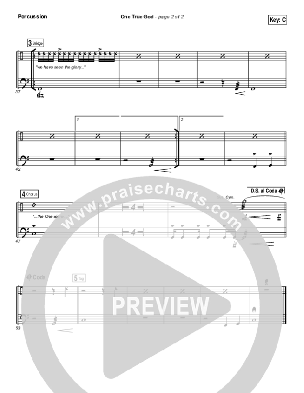 One True God Percussion (Steven Curtis Chapman / Chris Tomlin)