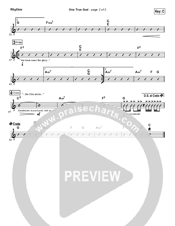 One True God Rhythm Chart (Steven Curtis Chapman / Chris Tomlin)