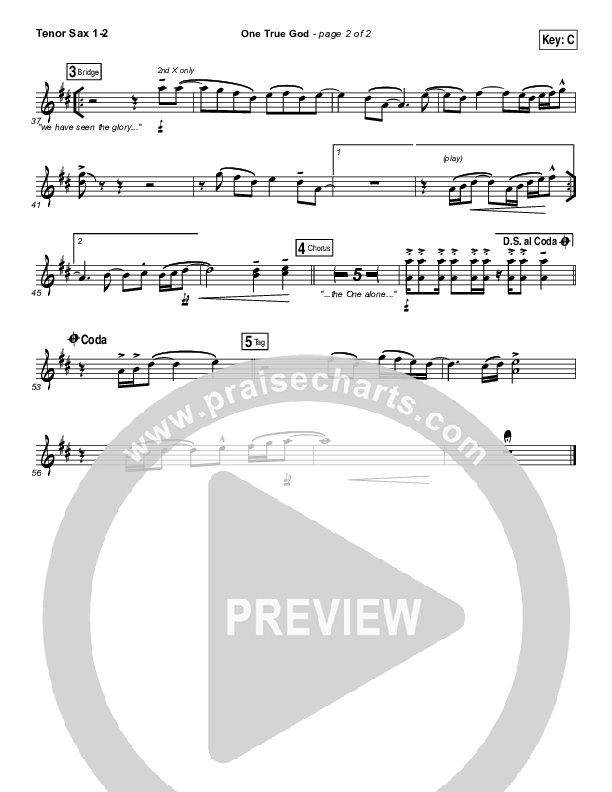 One True God Tenor Sax 1/2 (Steven Curtis Chapman / Chris Tomlin)