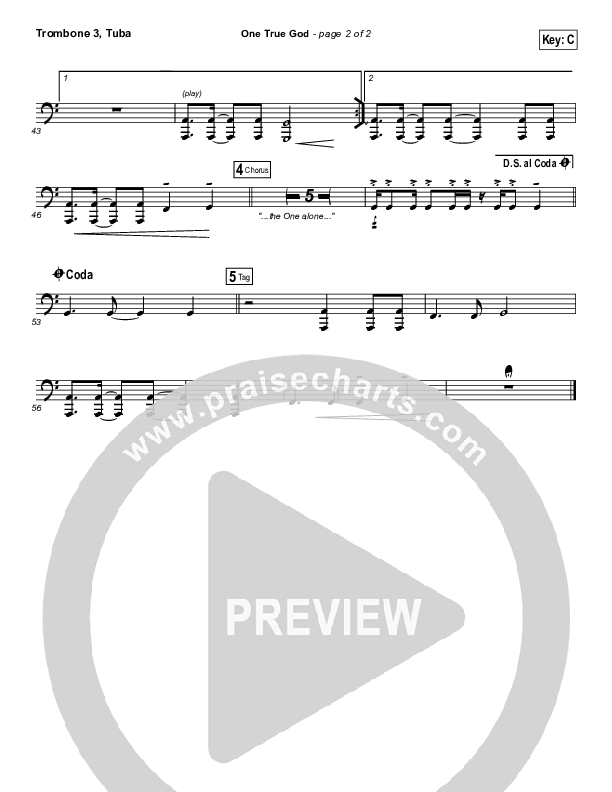 One True God Trombone 3/Tuba (Steven Curtis Chapman / Chris Tomlin)