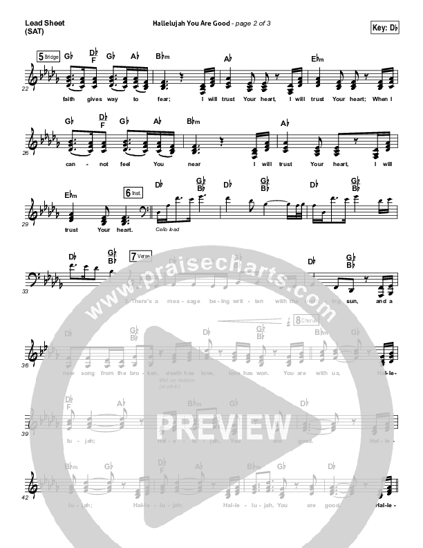 Hallelujah You Are Good Lead Sheet (SAT) (Steven Curtis Chapman / Matt Maher)