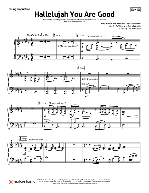 Hallelujah You Are Good String Pack (Steven Curtis Chapman / Matt Maher)