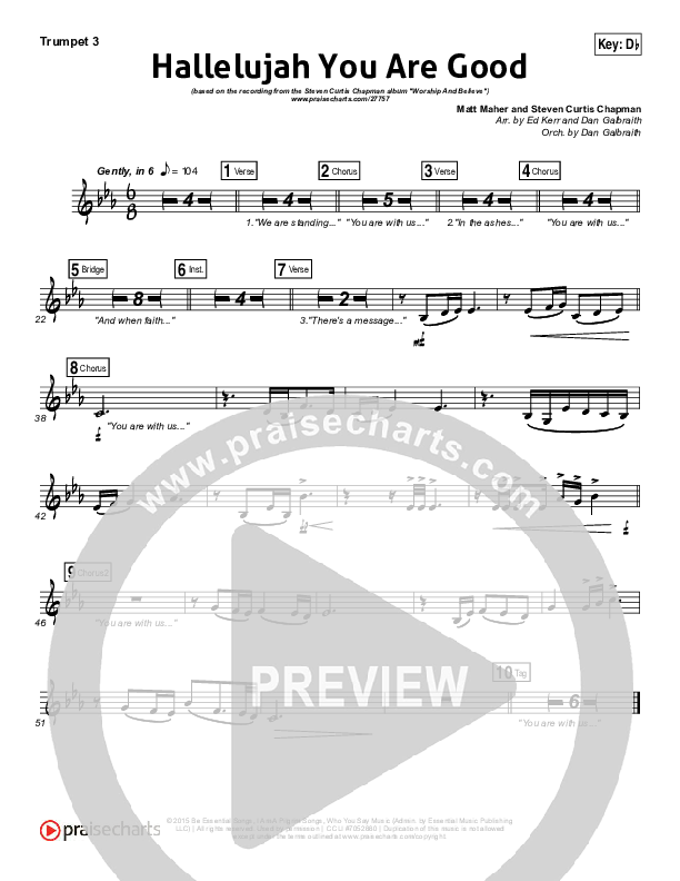 Hallelujah You Are Good Brass Pack (Steven Curtis Chapman / Matt Maher)