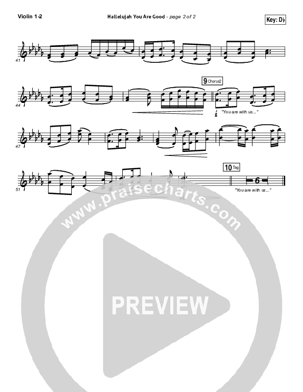 Hallelujah You Are Good Violin 1/2 (Steven Curtis Chapman / Matt Maher)