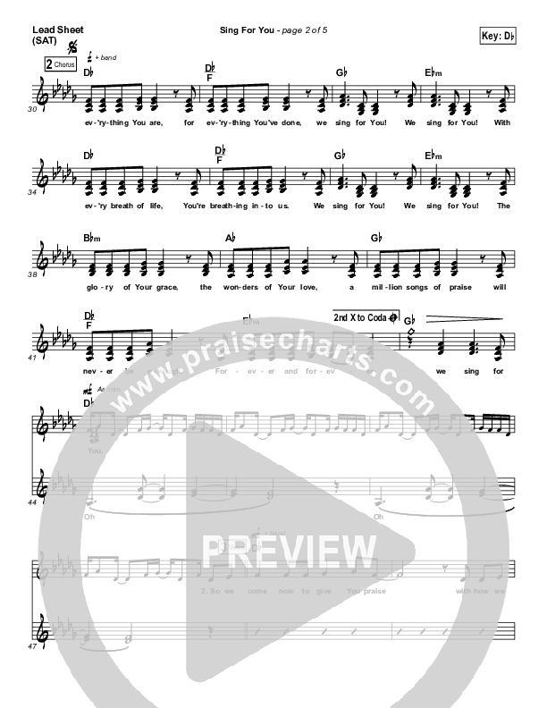 Sing For You  Lead Sheet (SAT) (Steven Curtis Chapman)