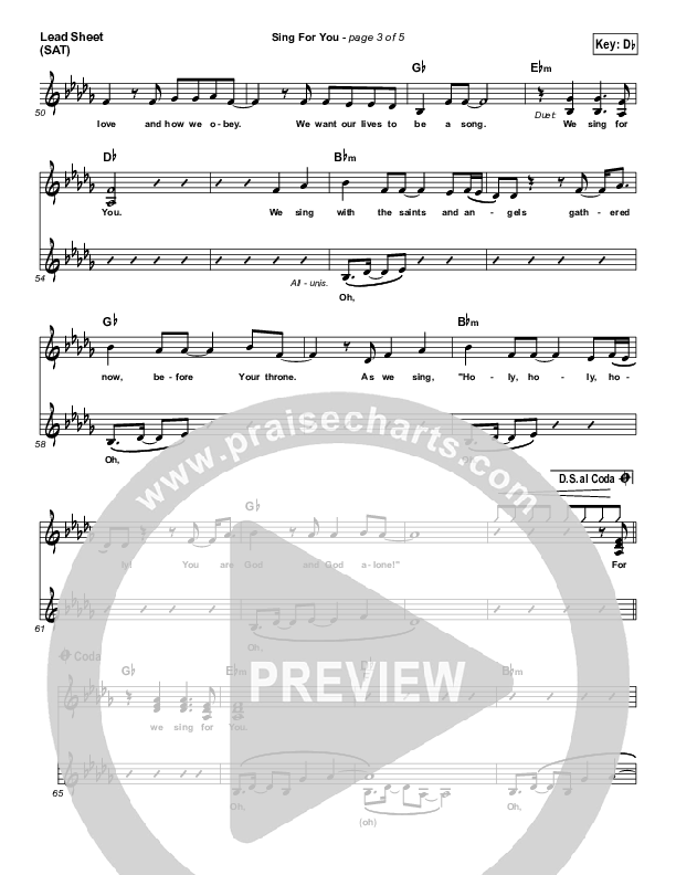 Sing For You  Lead Sheet (SAT) (Steven Curtis Chapman)