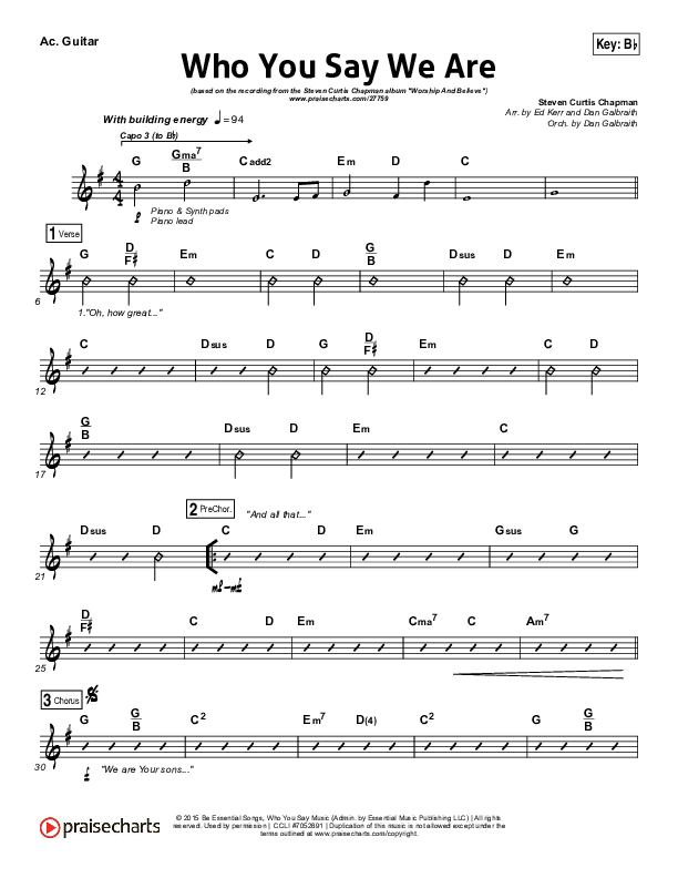 Who You Say We Are Acoustic Guitar (Steven Curtis Chapman)