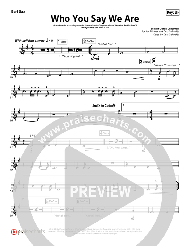 Who You Say We Are Bari Sax (Steven Curtis Chapman)