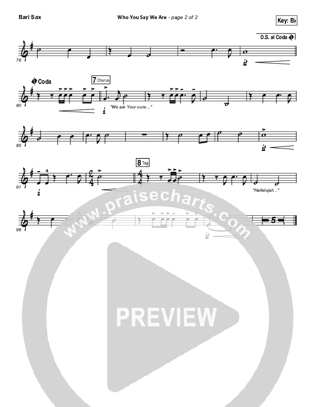 Who You Say We Are Bari Sax (Steven Curtis Chapman)