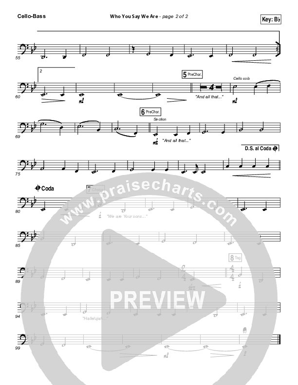 Who You Say We Are Cello/Bass (Steven Curtis Chapman)