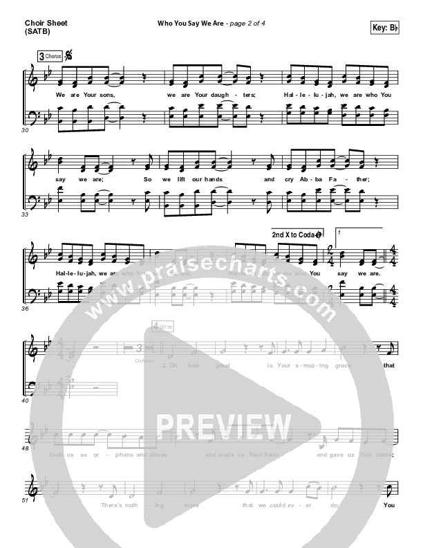 Who You Say We Are Choir Sheet (SATB) (Steven Curtis Chapman)