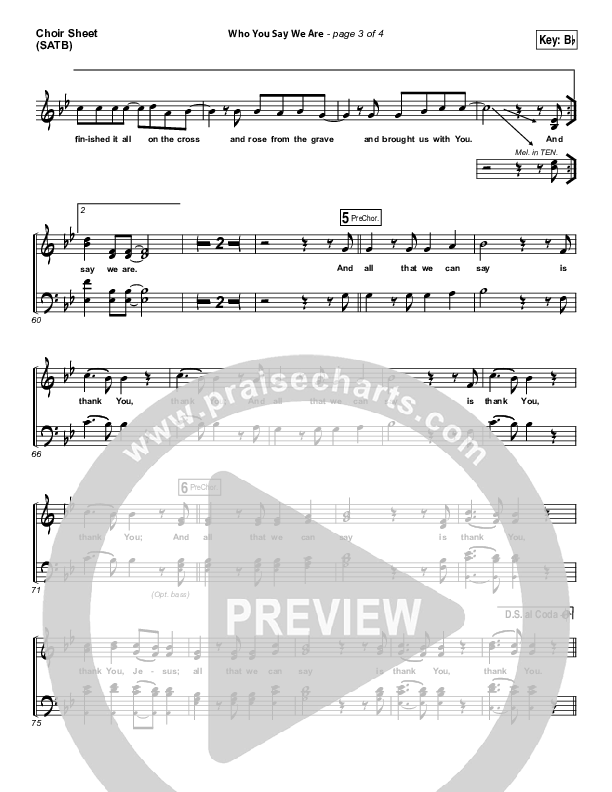 Who You Say We Are Choir Sheet (SATB) (Steven Curtis Chapman)