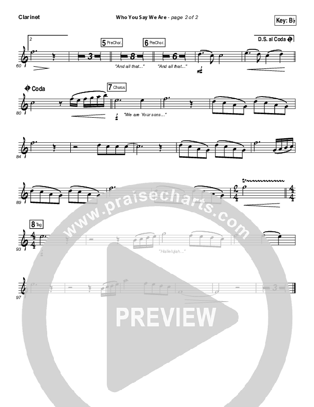 Who You Say We Are Clarinet (Steven Curtis Chapman)