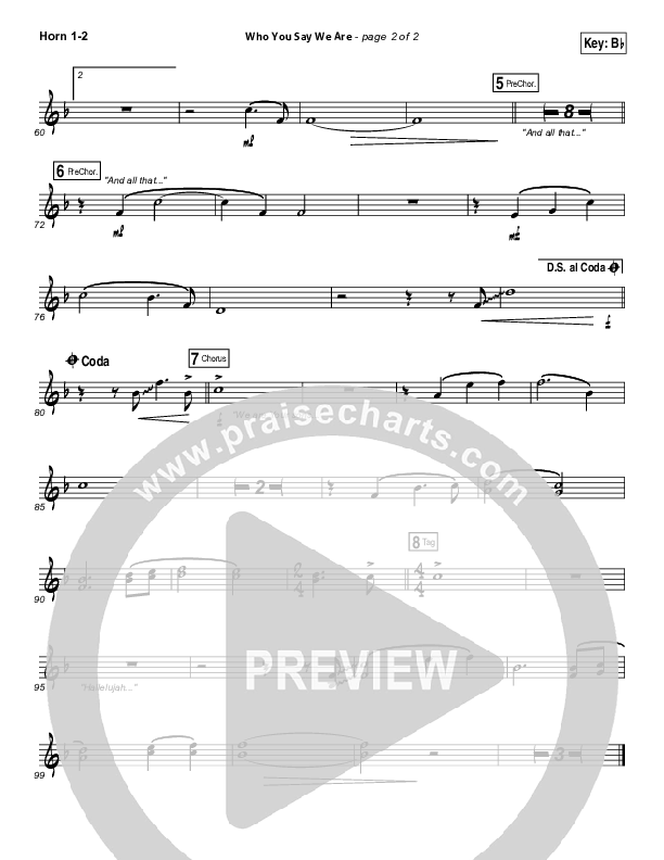 Who You Say We Are French Horn 1/2 (Steven Curtis Chapman)