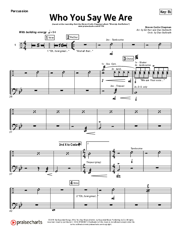 Who You Say We Are Percussion (Steven Curtis Chapman)