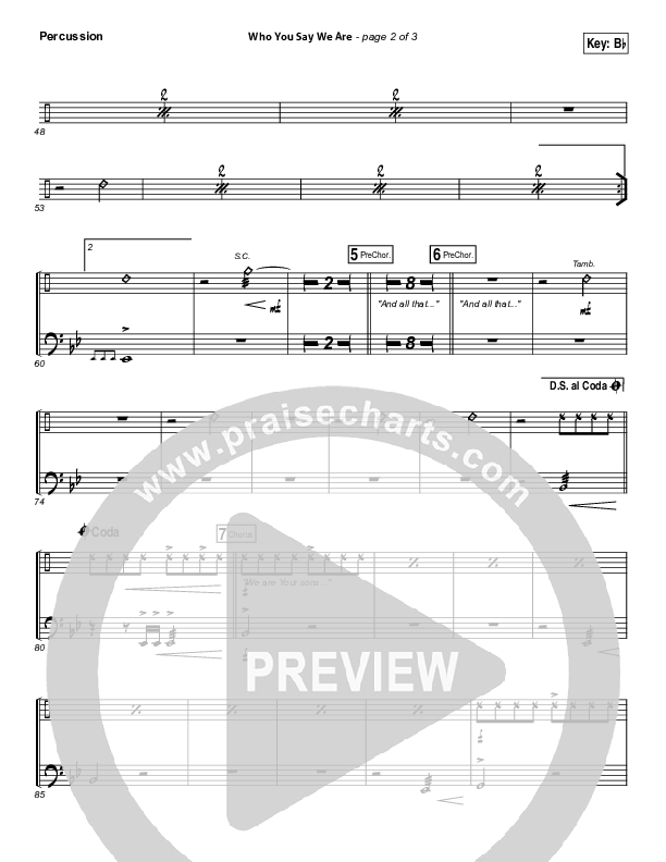 Who You Say We Are Percussion (Steven Curtis Chapman)