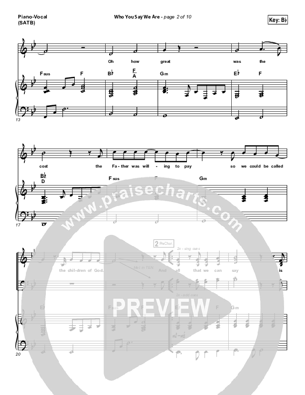 Who You Say We Are Piano/Vocal (SATB) (Steven Curtis Chapman)