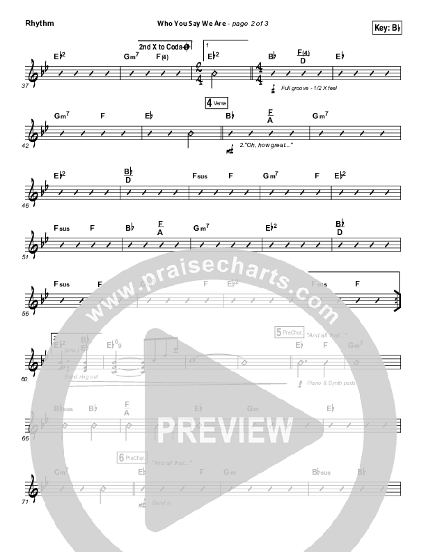 Who You Say We Are Rhythm Chart (Steven Curtis Chapman)