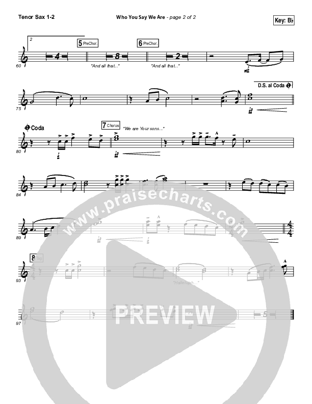 Who You Say We Are Tenor Sax 1/2 (Steven Curtis Chapman)