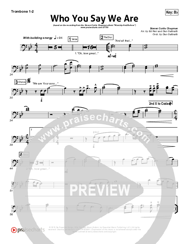 Who You Say We Are Trombone 1/2 (Steven Curtis Chapman)