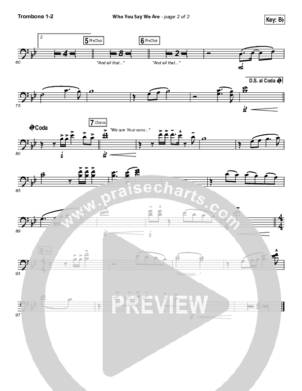 Who You Say We Are Trombone 1/2 (Steven Curtis Chapman)