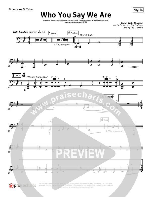 Who You Say We Are Trombone 3/Tuba (Steven Curtis Chapman)