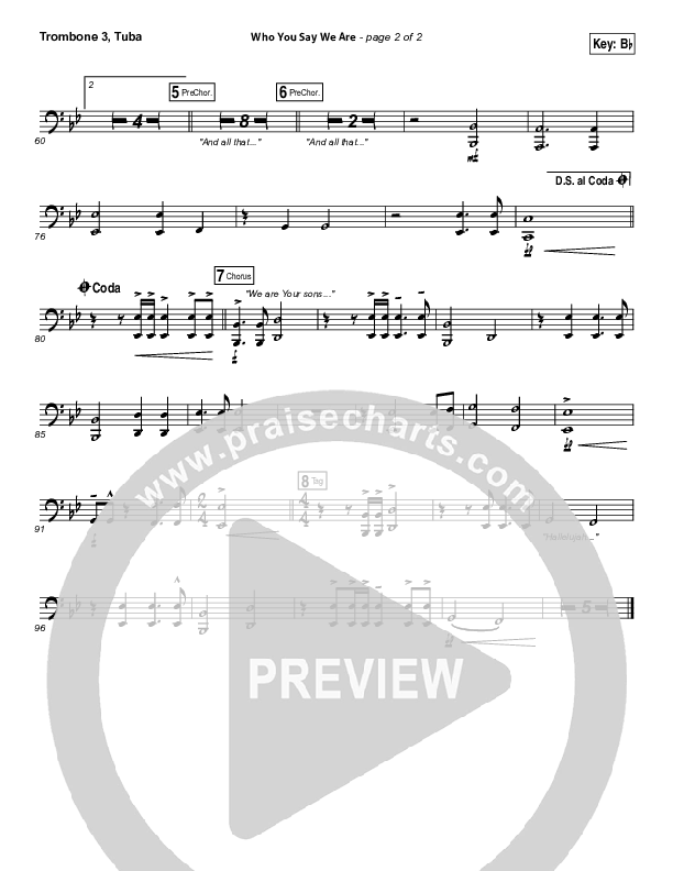 Who You Say We Are Trombone 3/Tuba (Steven Curtis Chapman)