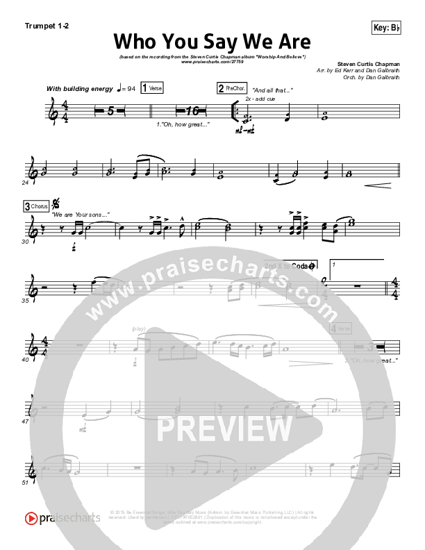 Who You Say We Are Brass Pack (Steven Curtis Chapman)