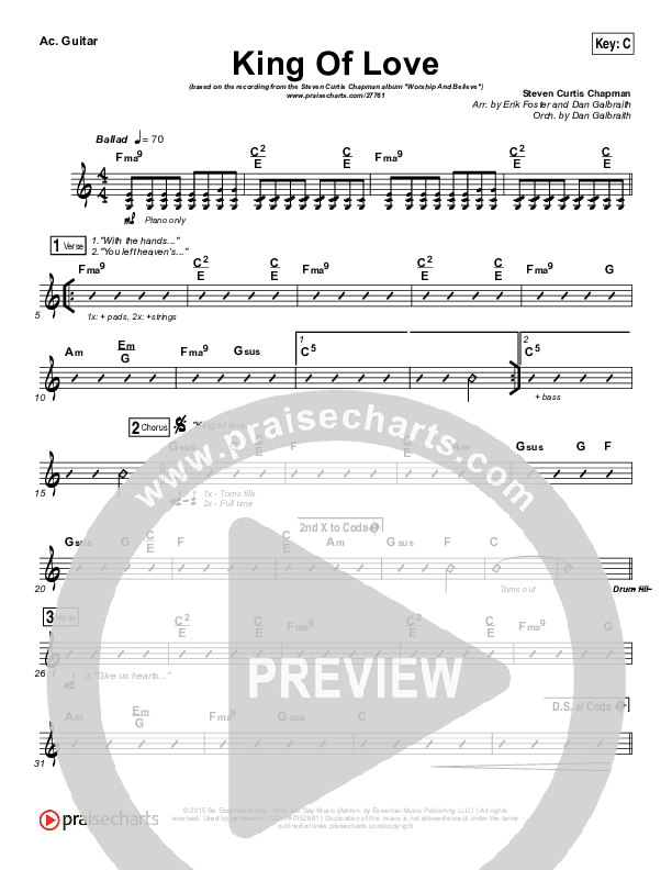 King Of Love Rhythm Chart (Steven Curtis Chapman)