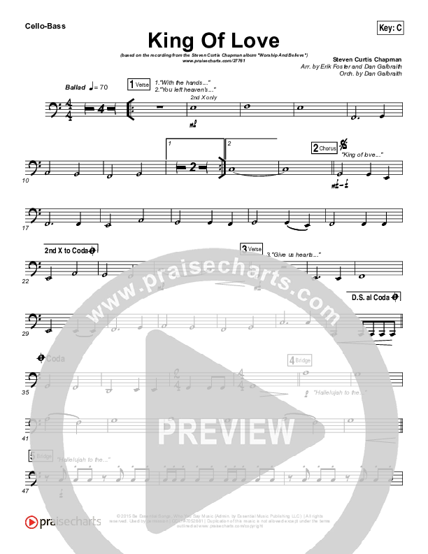 King Of Love Cello/Bass (Steven Curtis Chapman)