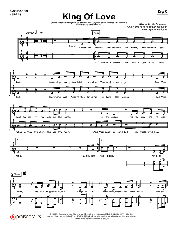 King Of Love Choir Vocals (SATB) (Steven Curtis Chapman)