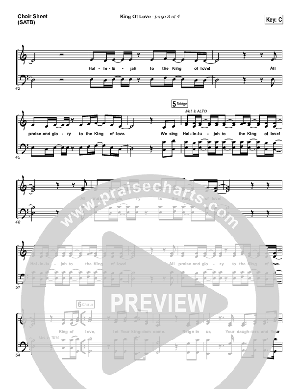 King Of Love Choir Sheet (SATB) (Steven Curtis Chapman)